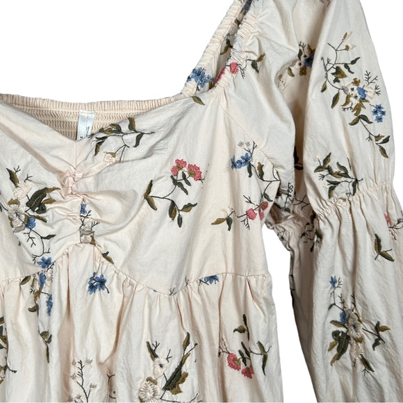 By Anthropologie Long Sleeve Embroidered Mini Fairy Floral Dress Cream Size XS - Picture 7 of 16